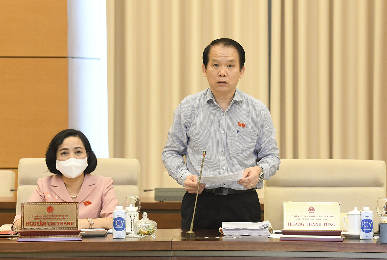 Chủ nhiệm Ủy ban Pháp luật Hoàng Thanh Tùng trình bày báo cáo thẩm tra sơ bộ dự án Luật