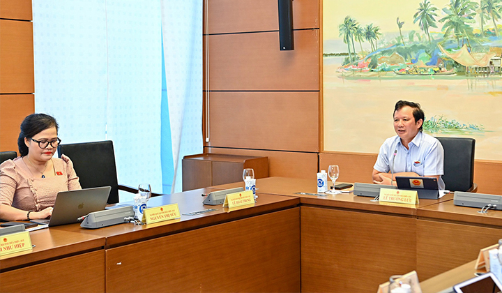 Trưởng đoàn ĐBQH tỉnh Lê Trường Lưu điều hành phiên thảo luận tại tổ